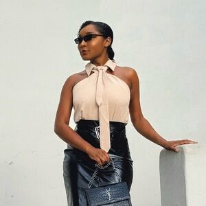 Urban Sleeveless Shirt Collar Tank Top